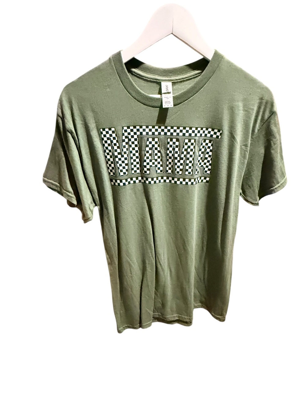 Mama Olive Green Checker Tshirt Size Medium